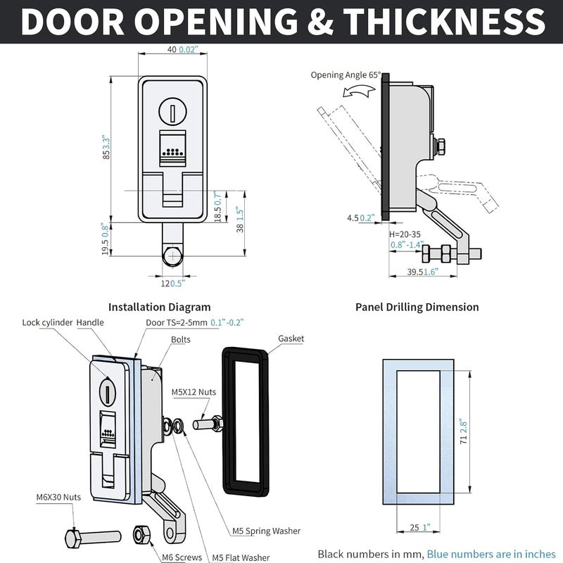Loclink Compression Latch Lock Marine Grade Zinc Alloy for Boat Hatches, RV Camper Adjustable Lever Push Nutton Latches Hand Operated, 2-Pack with 4 Keys - Image 3